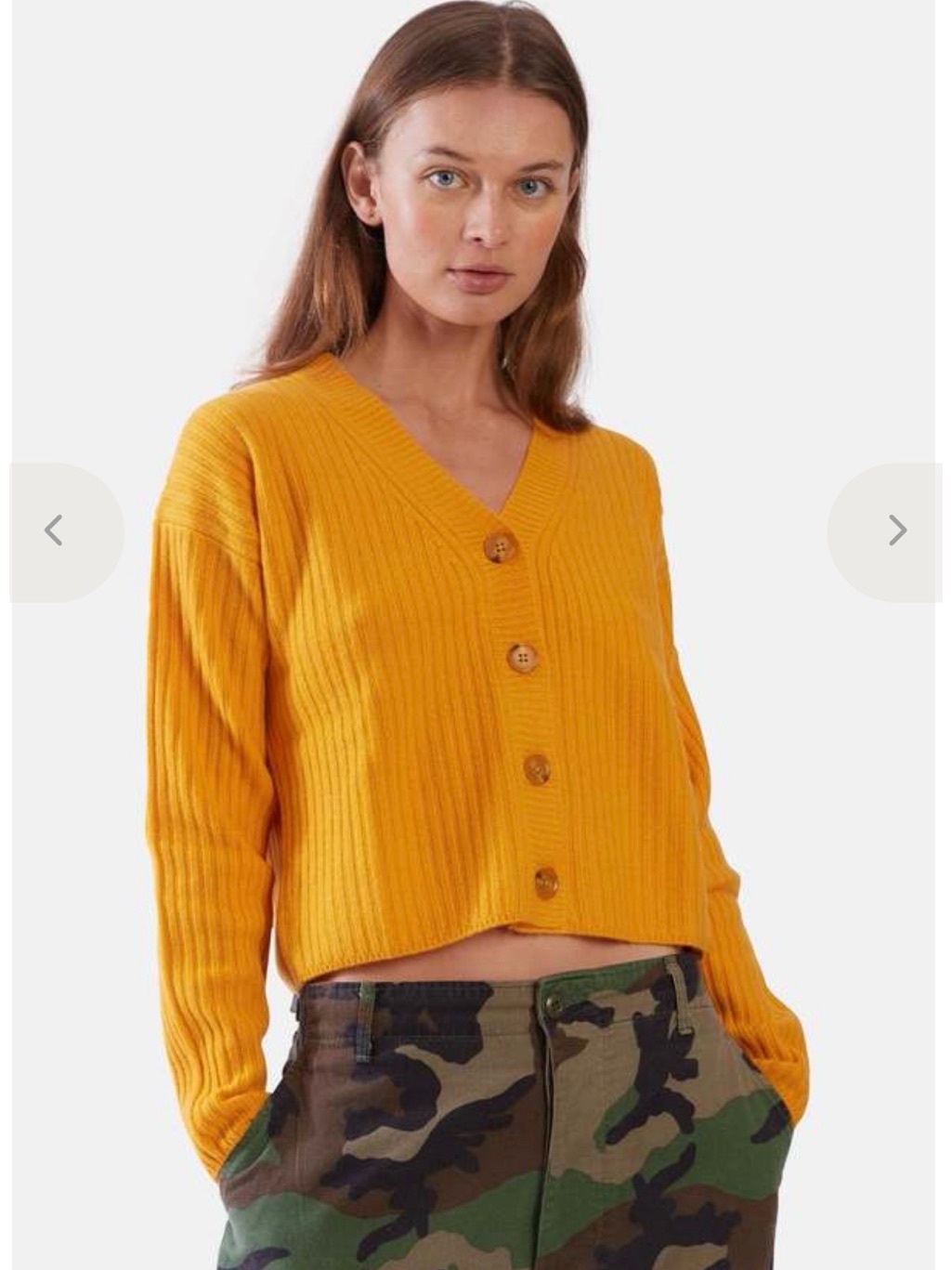 Beatrice Ribbed Cardigan Cropped V-Neck Button Ribbed Sweater